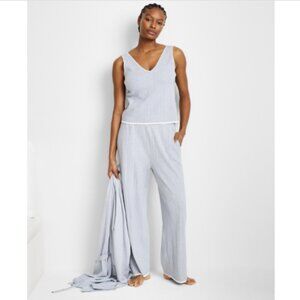 State of Day Women's Ribbed Loungewear Sweater Pajama Set, Blue Blizzard NWT